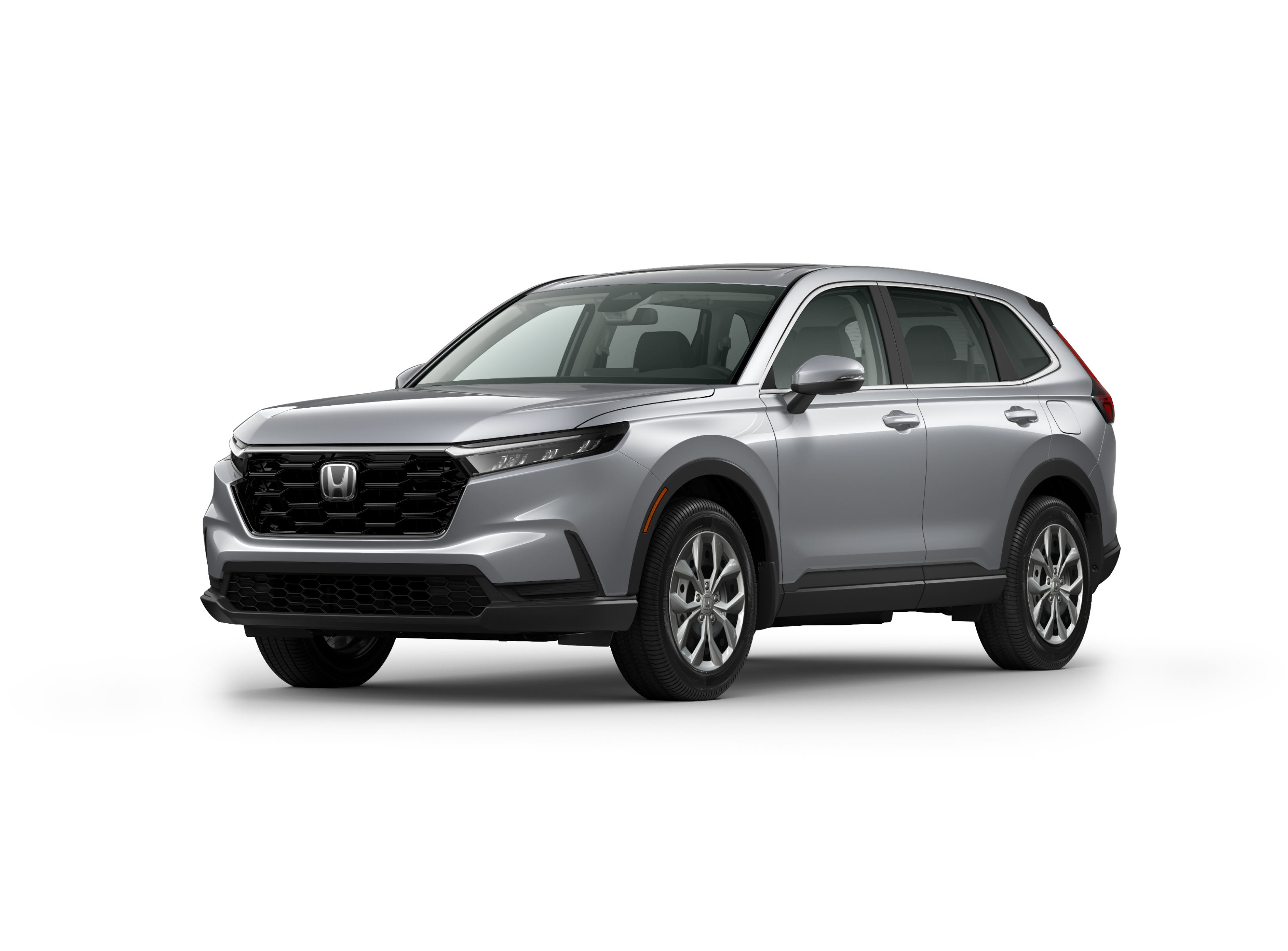 ¾ driver side front facing view of 2026 CR-V LX AWD model in Solar Reflection Silver Metallic colour