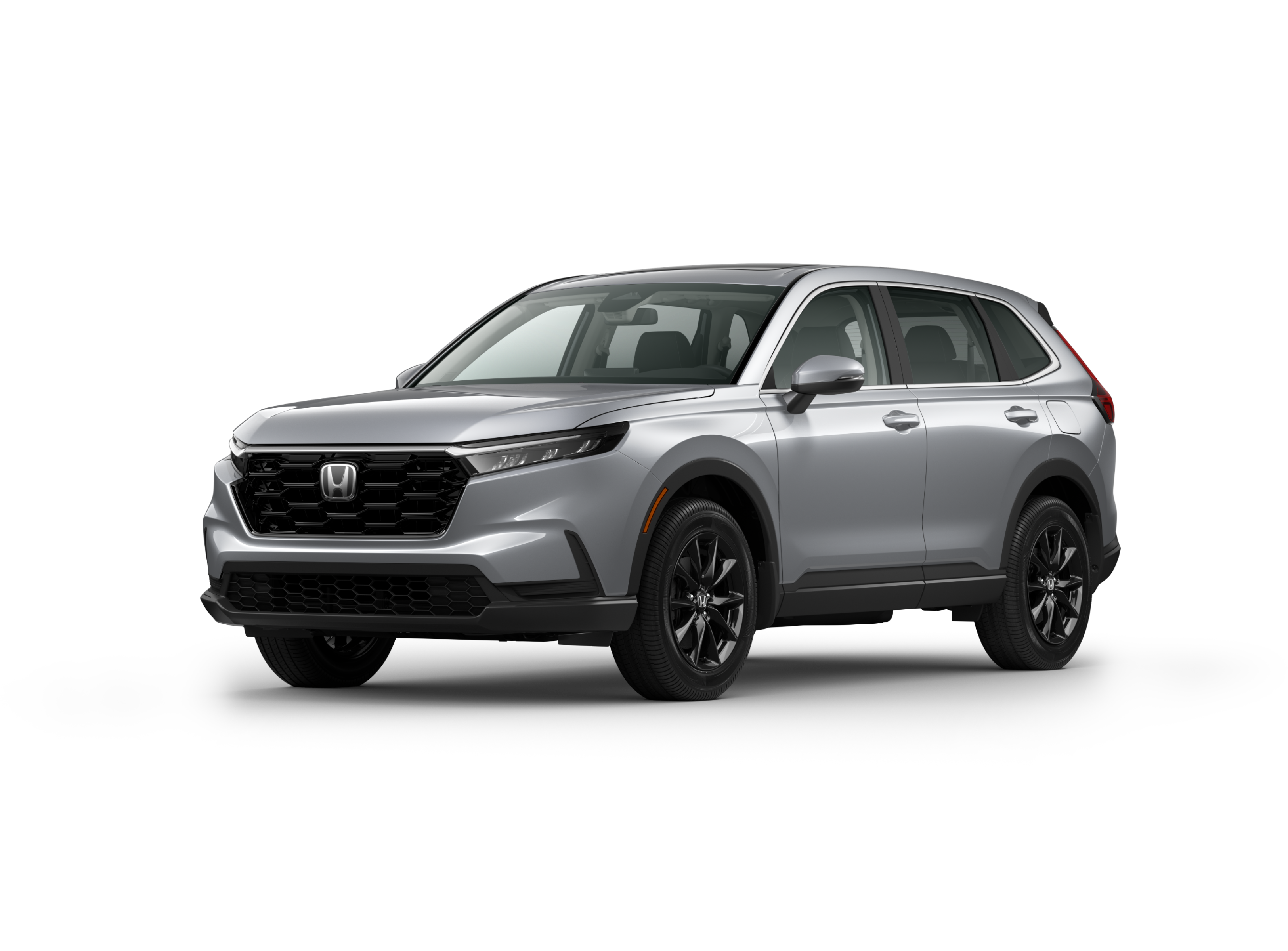 ¾ driver side front facing view of 2026 CR-V Sport model in Solar Reflection Silver Metallic colour