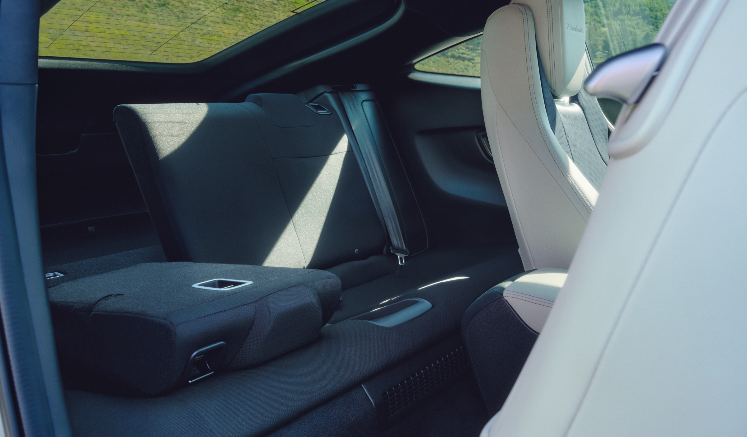 Interior image of Prelude's rear passenger seating. 