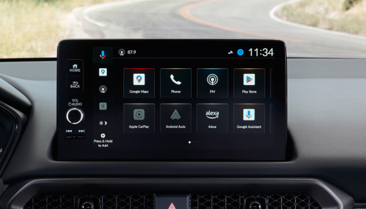 Closeup of Display Audio System’s homepage on touchscreen.