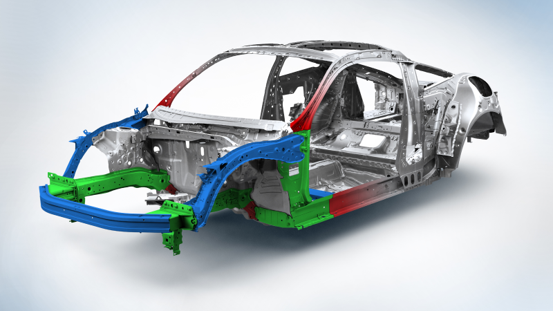 3/4 front view of Prelude body structure on white space.