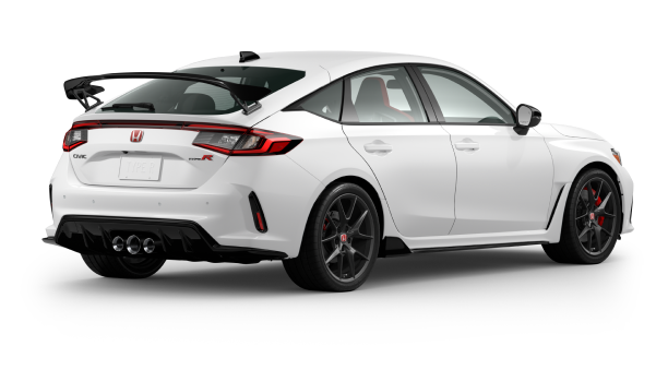 3/4 rear view of white Type R on black white space.